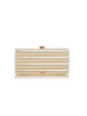 Cult Gaia Enid Clutch Pearlized Acrylic Ribbed Cream Evening Bag Rare Authentic